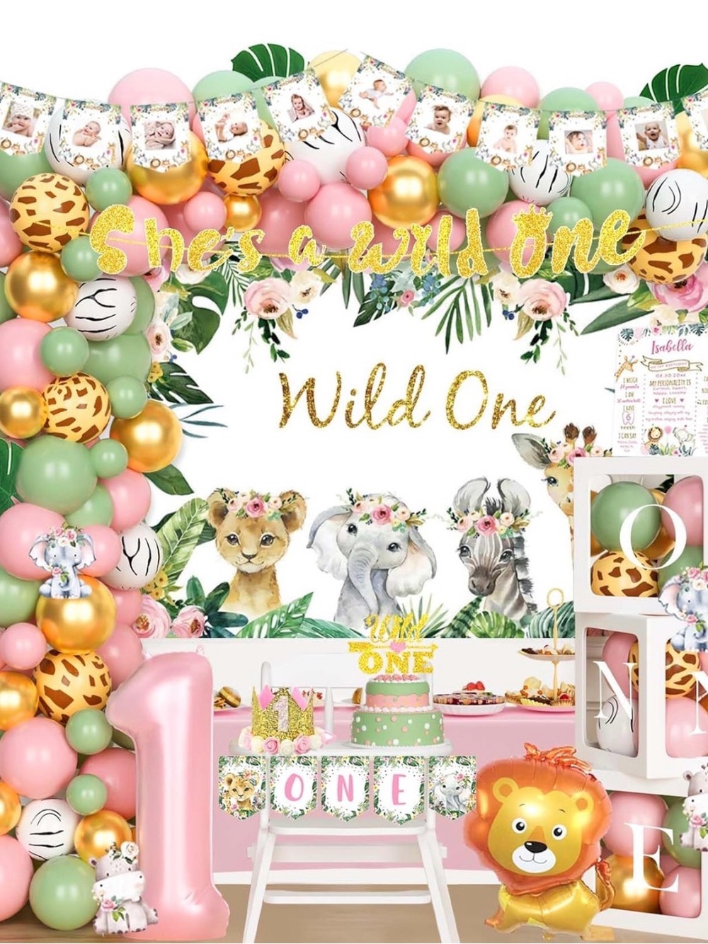 Wild One Pink First Birthday Party Kit